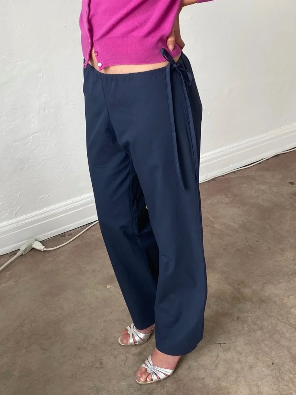 NWT Brooke Callahan Tie Pants - Navy